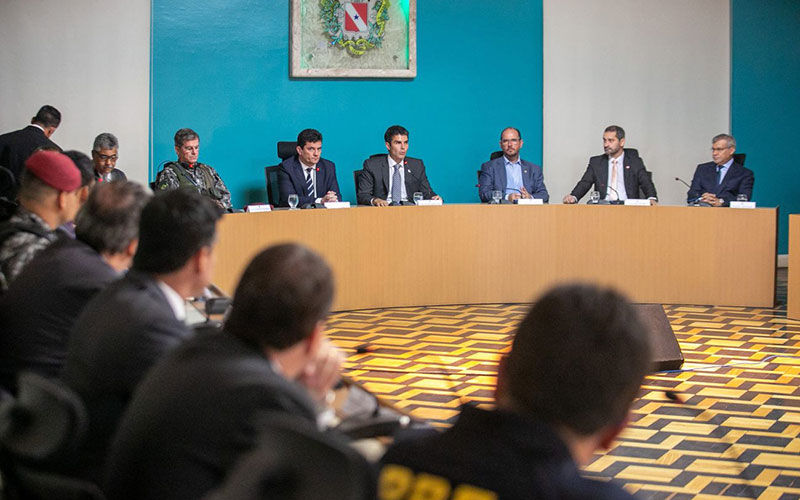 O governador do Par, Helder Barbalho, apresentou os nmeros ao ministro Srgio Moro durante reunio no Palcio do Governo