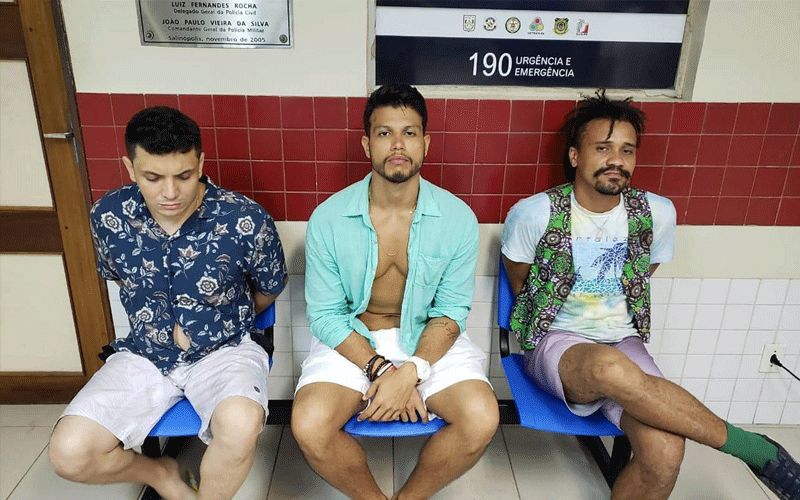 Foram presos em flagrante pelo tráfico de drogas: o advogado Adrian Willian Cascaes Campelo, Arthur Luís Gaia Pantoja e Higor Tohany Pinheiro Silva.